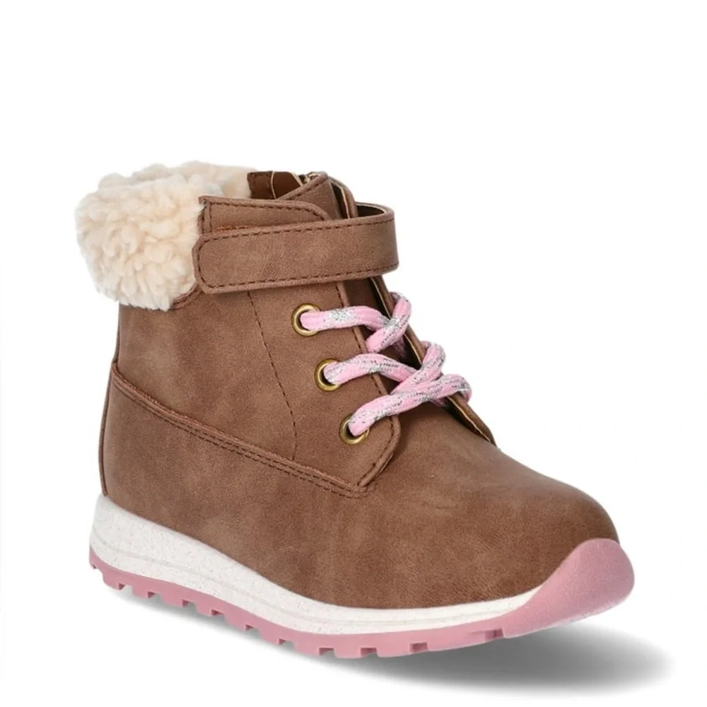 Wonder Nation Toddler Girls’ Lace Up Boots with Faux Fur Trim